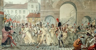 Prisonniers russes défilant sur le boulevard Saint-Martin après la bataille de Montmirail, 17 février 1814 - Etienne Jean Delecluze